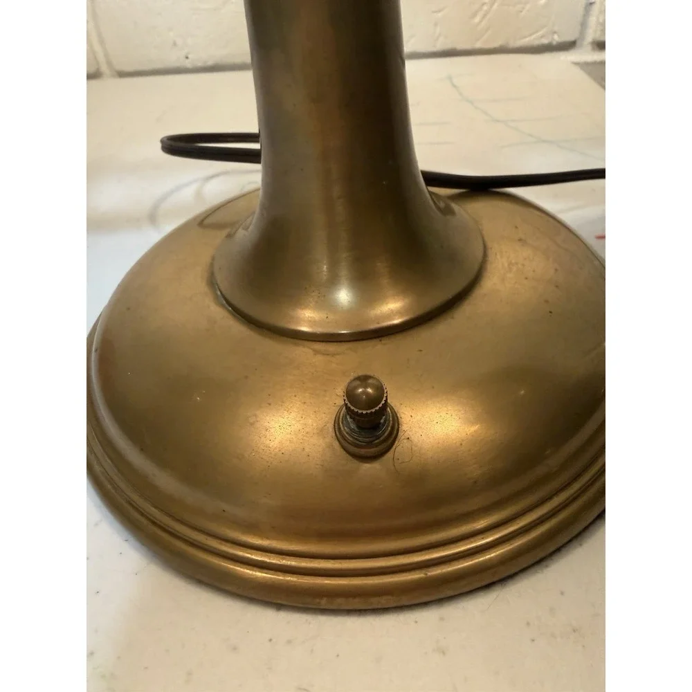 Classic Chapman French Horn Style Buillotte Lamp with Oblong Metal Shade 29